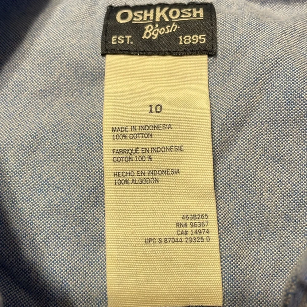 OSHKOSH B’GOSH BOY OXFORD SZ 10 CHAMBRAY BLUE BUTTON DOWN LONG SLEEVE SHIRT ECU